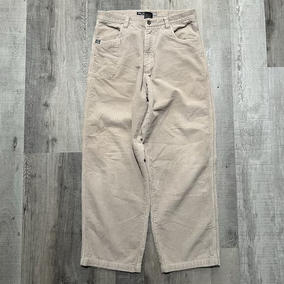 Vintage Rusty Baggy Corduroy Pants Wide Leg Y2K Beige Cord Skater Mens 32 - Picture 1 of 6